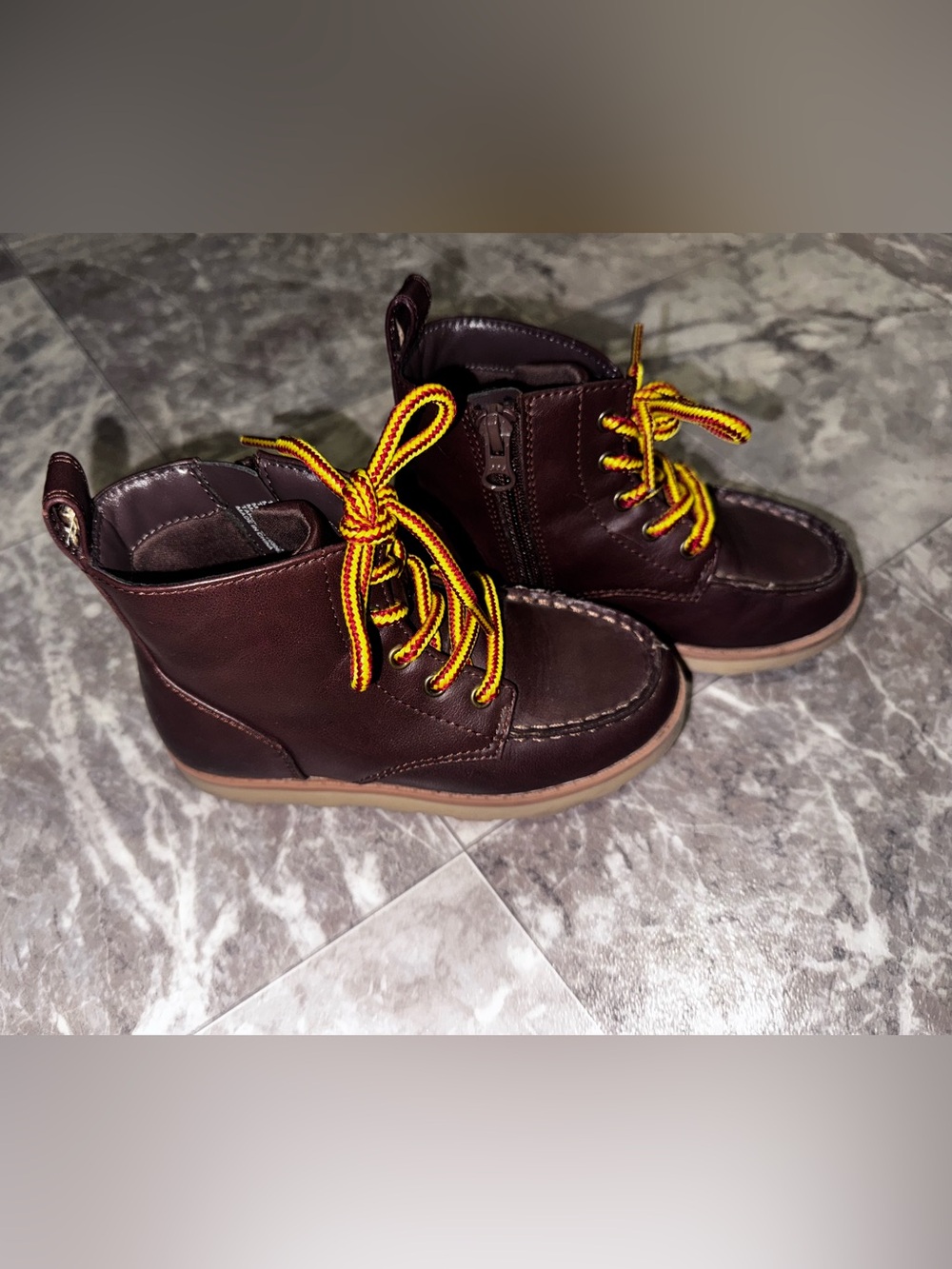 Cat & Jack Toddler Boys Brown Lace Up Ankle Boots Size 10
